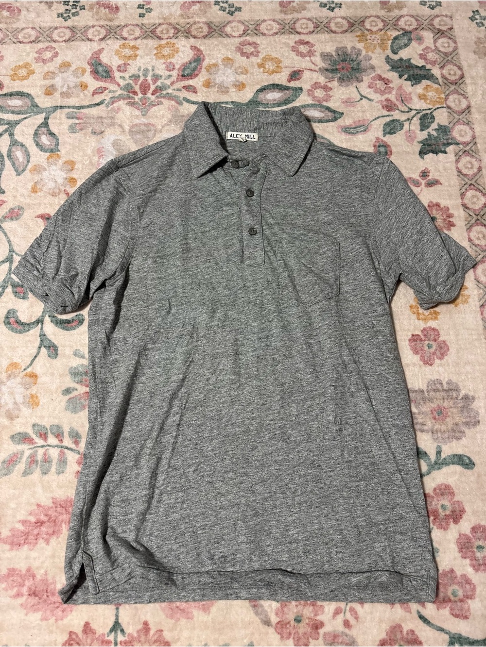 Alex Mill Gray Heather Polo Shirt with Chest Pocket